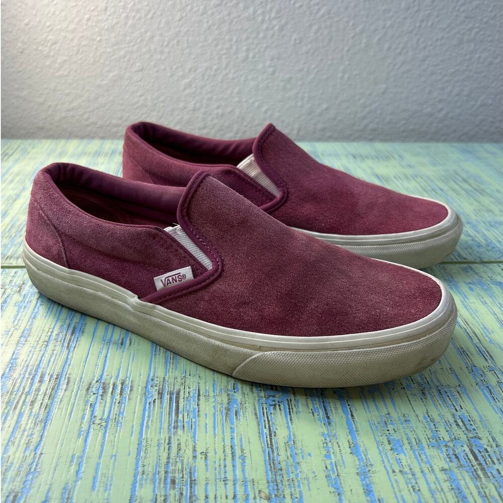 Womens Vans Classic Suede Slip On Sneakers Burgundy SZ 8.5 W